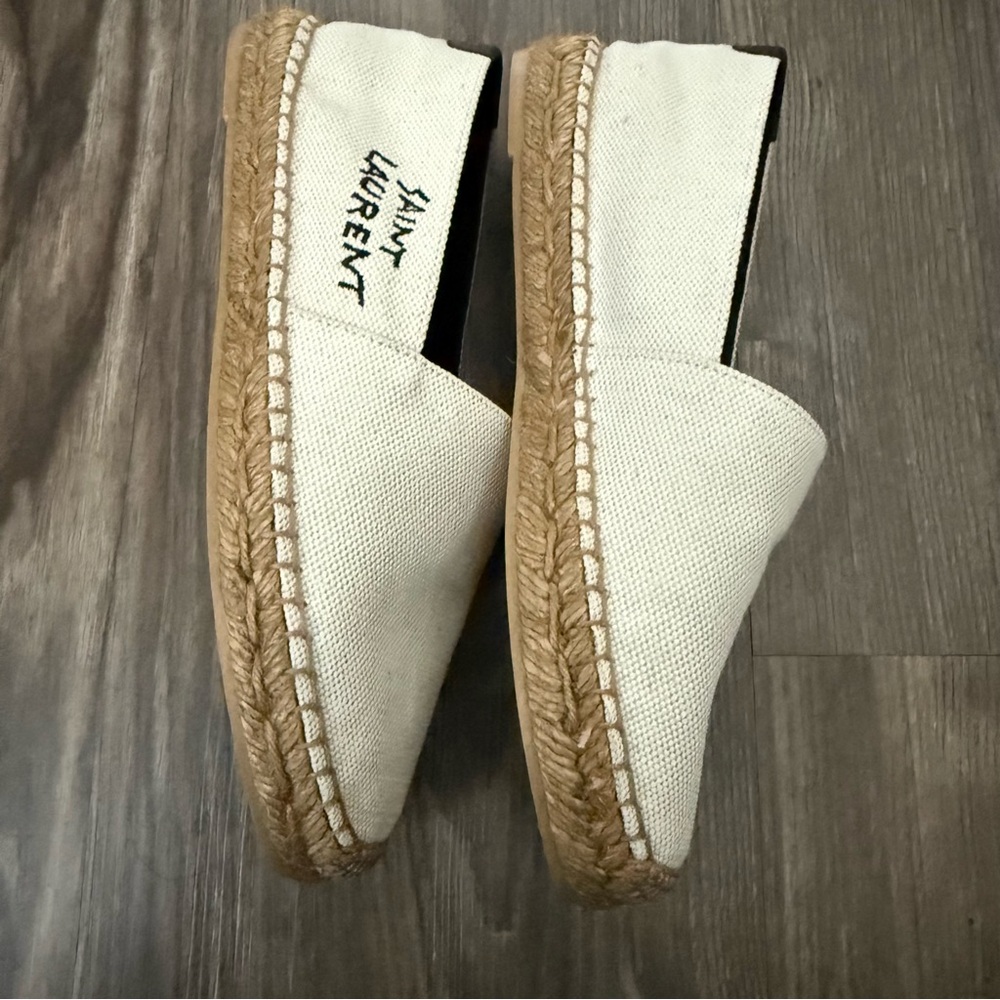 Saint Laurent NEW 100% Authentic Signature Canvas Neutral Espadrilles